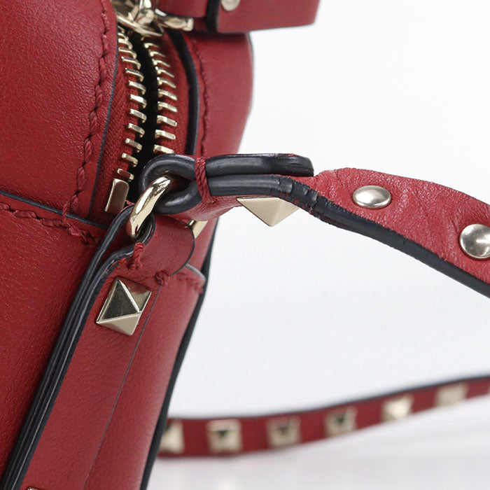 Valentino Rock studs Diagonal shoulder bag leather Red Women