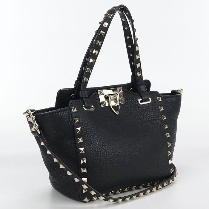 Valentino 2WAY Rock studs Handbag leather black Women