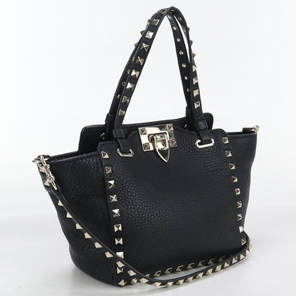 Valentino 2WAY Rock studs Handbag leather black Women
