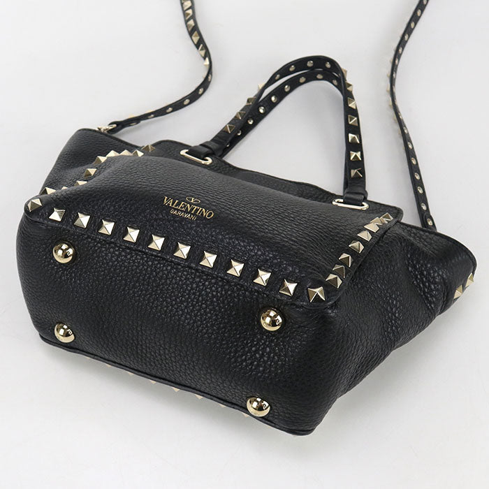 Valentino 2WAY Rock studs Handbag leather black Women