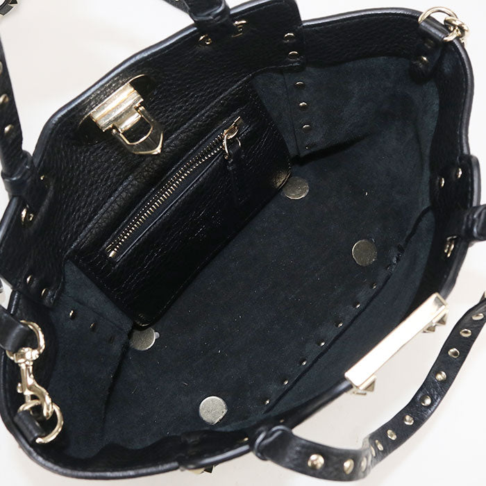 Valentino 2WAY Rock studs Handbag leather black Women