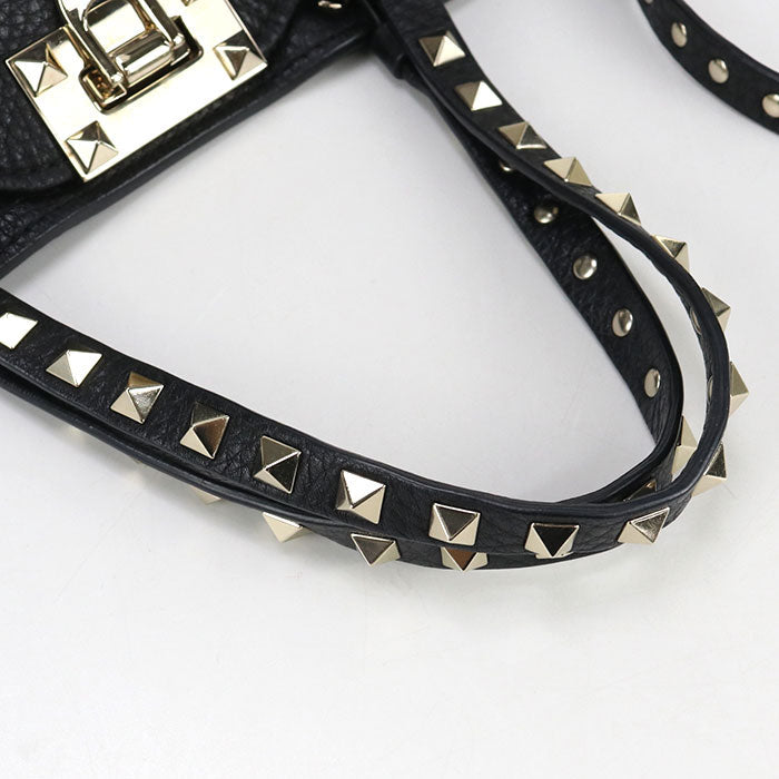 Valentino 2WAY Rock studs Handbag leather black Women