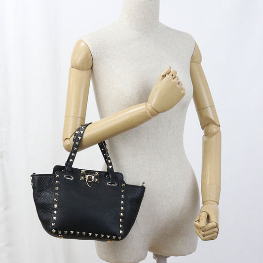 Valentino 2WAY Rock studs Handbag leather black Women
