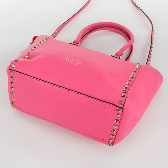 Valentino 2WAY Rock studs Tote Bag leather pink Women