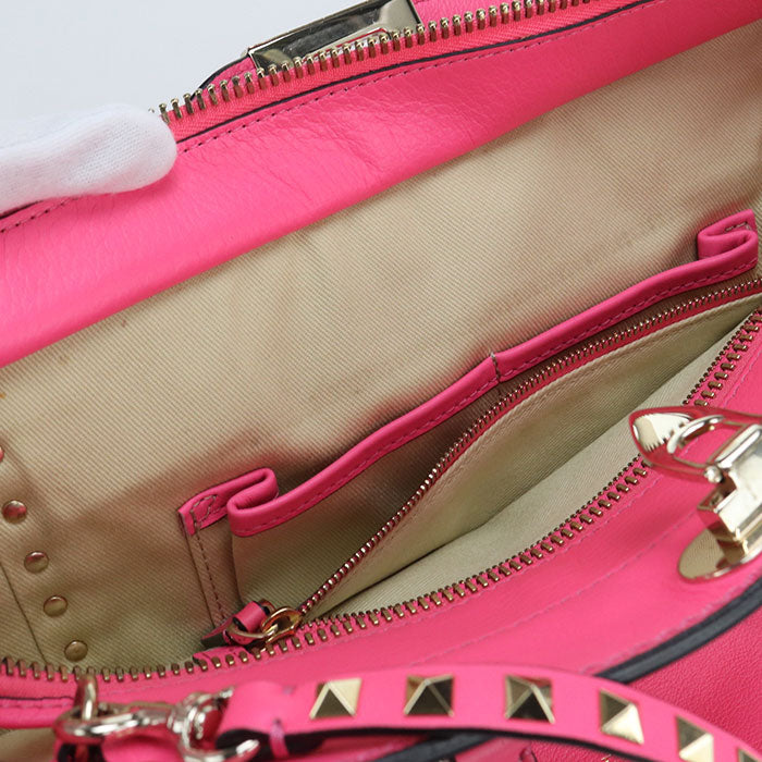 Valentino 2WAY Rock studs Tote Bag leather pink Women