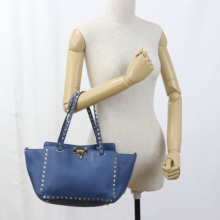 Valentino 2WAY Tote Bag leather blue Women